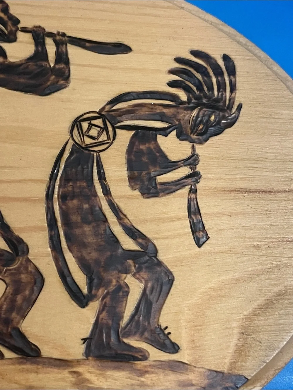 Handmade Wood Kokopelli Trio Wall Plaque - Brown